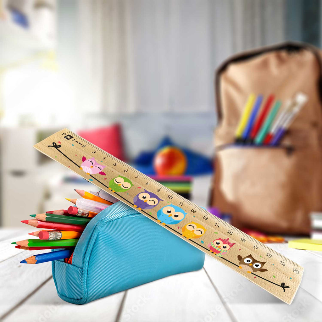 Lineal zur Einschulung im Eulen Design für Kinder aus Holz