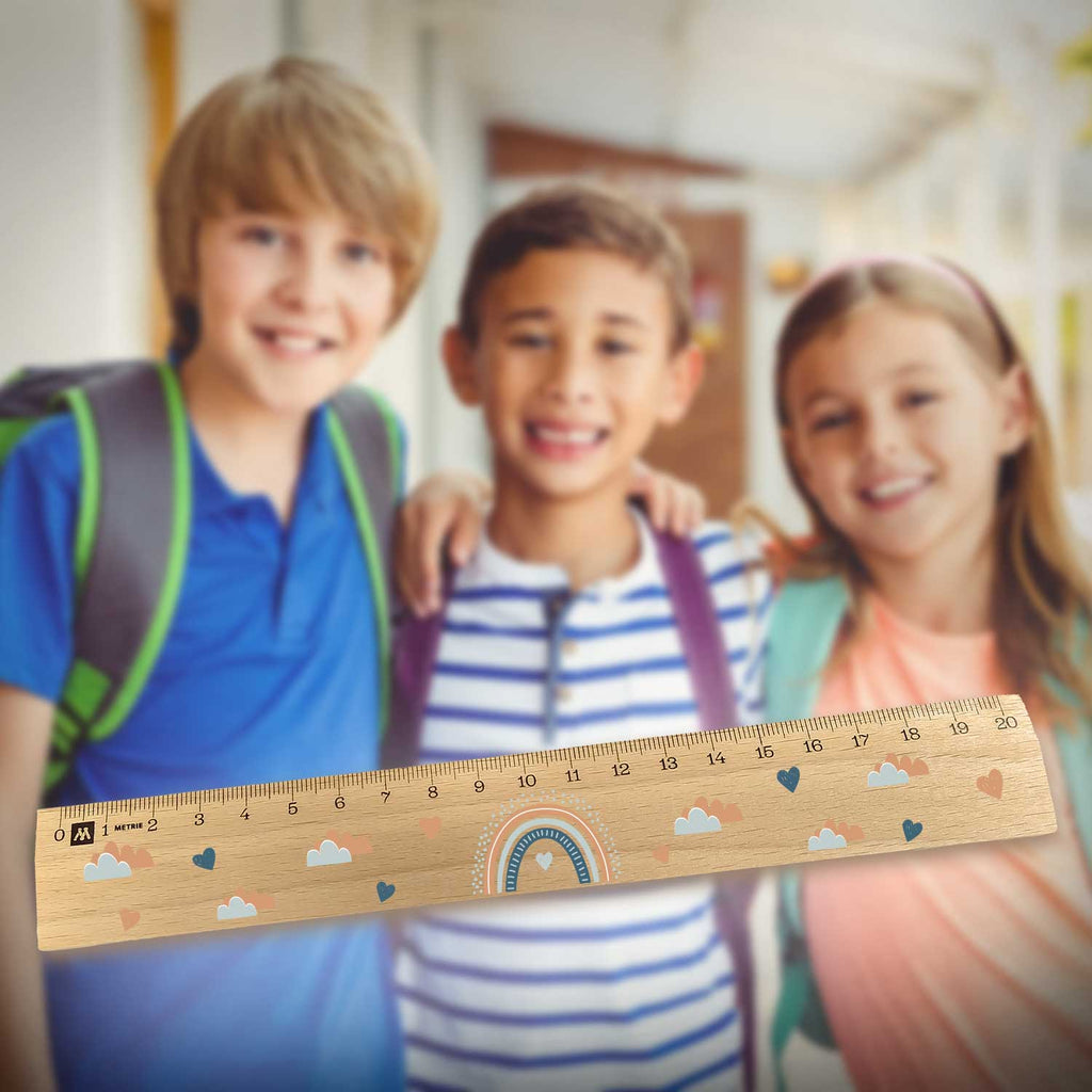 Lineal zur Einschulung im Regenbogen Design für Kinder aus Holz