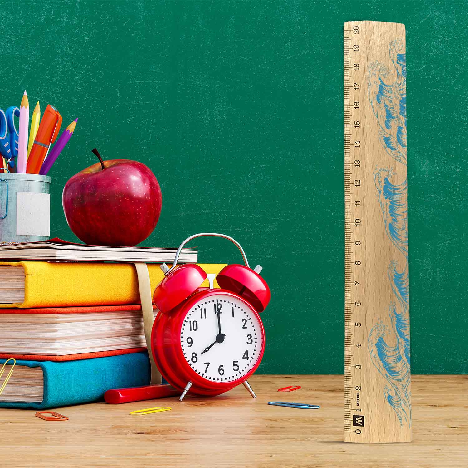Lineal zur Einschulung im Wellen Design für Kinder aus Holz