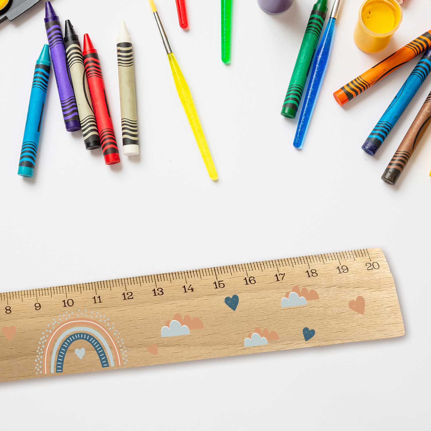 Lineal zur Einschulung im Regenbogen Design für Kinder aus Holz