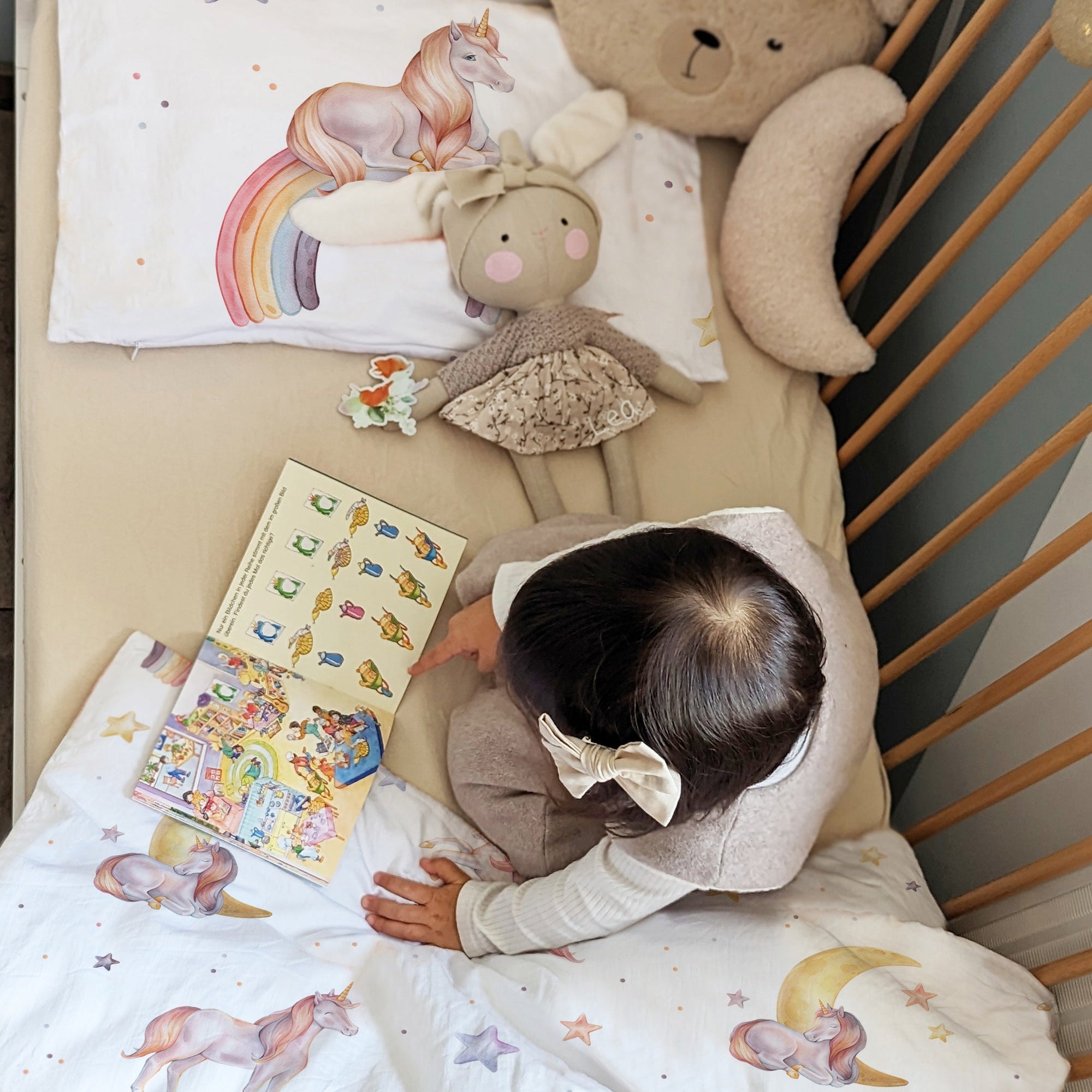 "Regenbogen Einhorn" Premium Kinderbettwäsche
