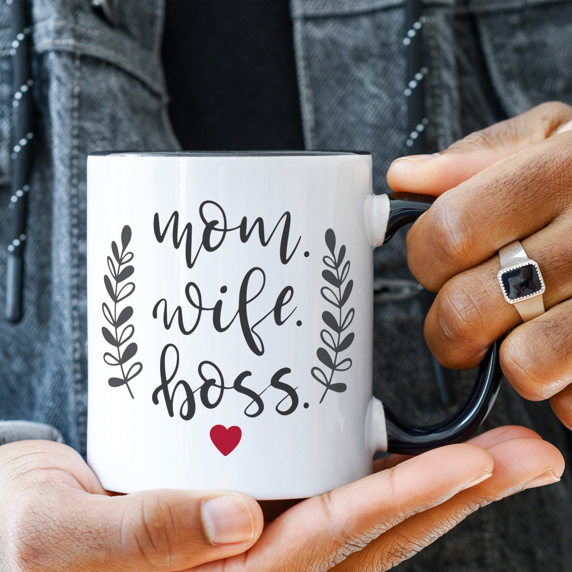 Bedruckte Tasse mit Spruch Mom Wife Boss