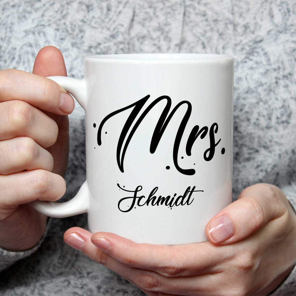 Bedruckte Tassen mit Spruch - Mr & Mrs mit Namen