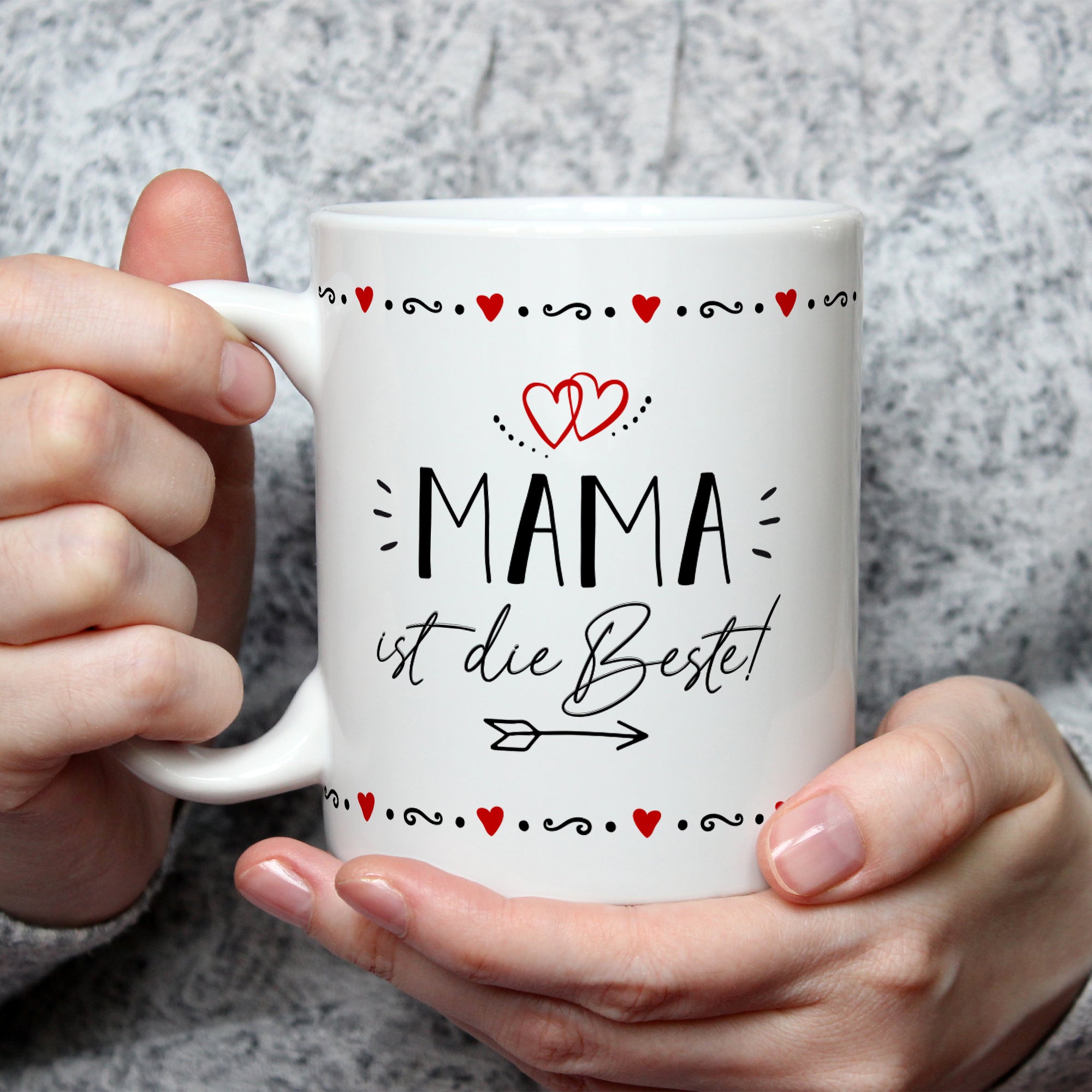 Bedruckte Tasse mit Spruch Mama ist die Beste!