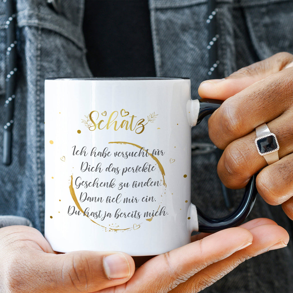 Bedruckte Tasse Schatz Ich habe versucht