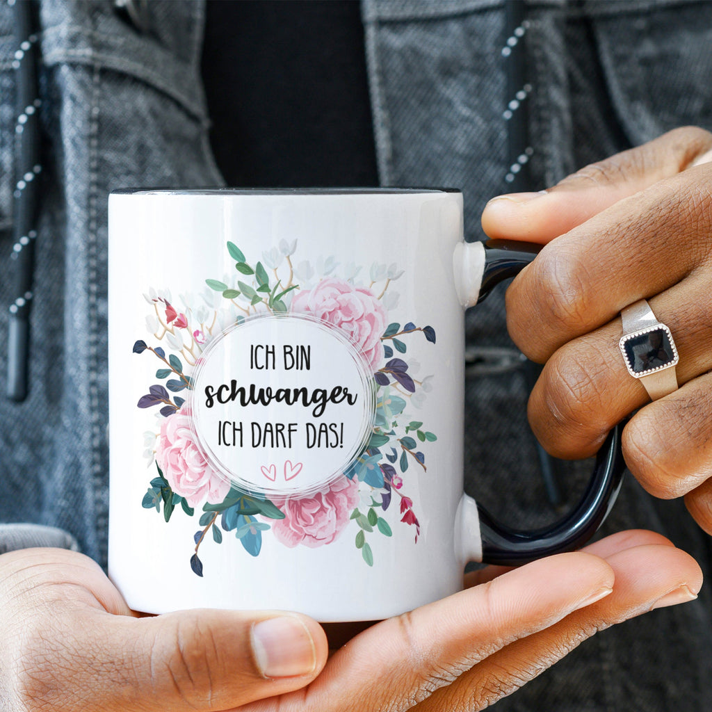 Bedruckte Tasse mit Spruch Ich bin Schwanger ich darf das