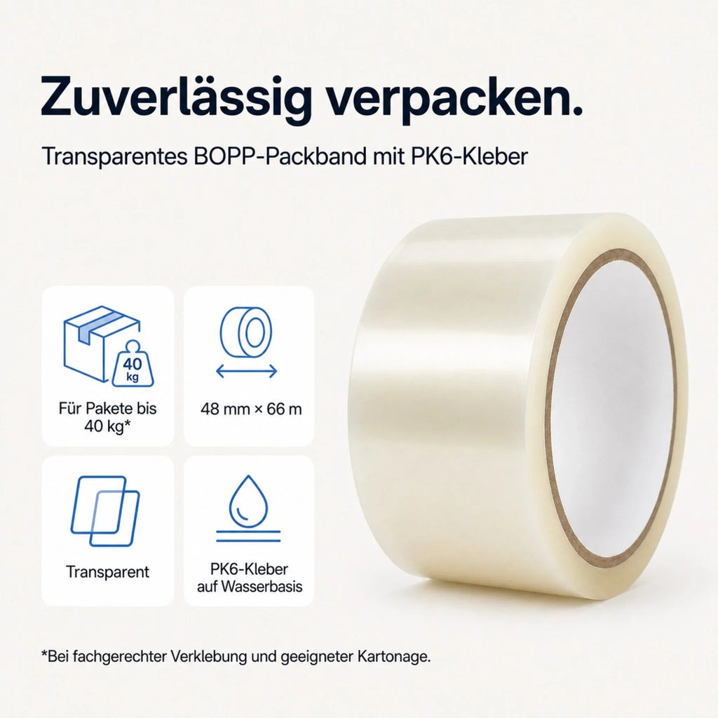 Paketklebeband Transparent 48 mm x 66 m – BOPP Paketband