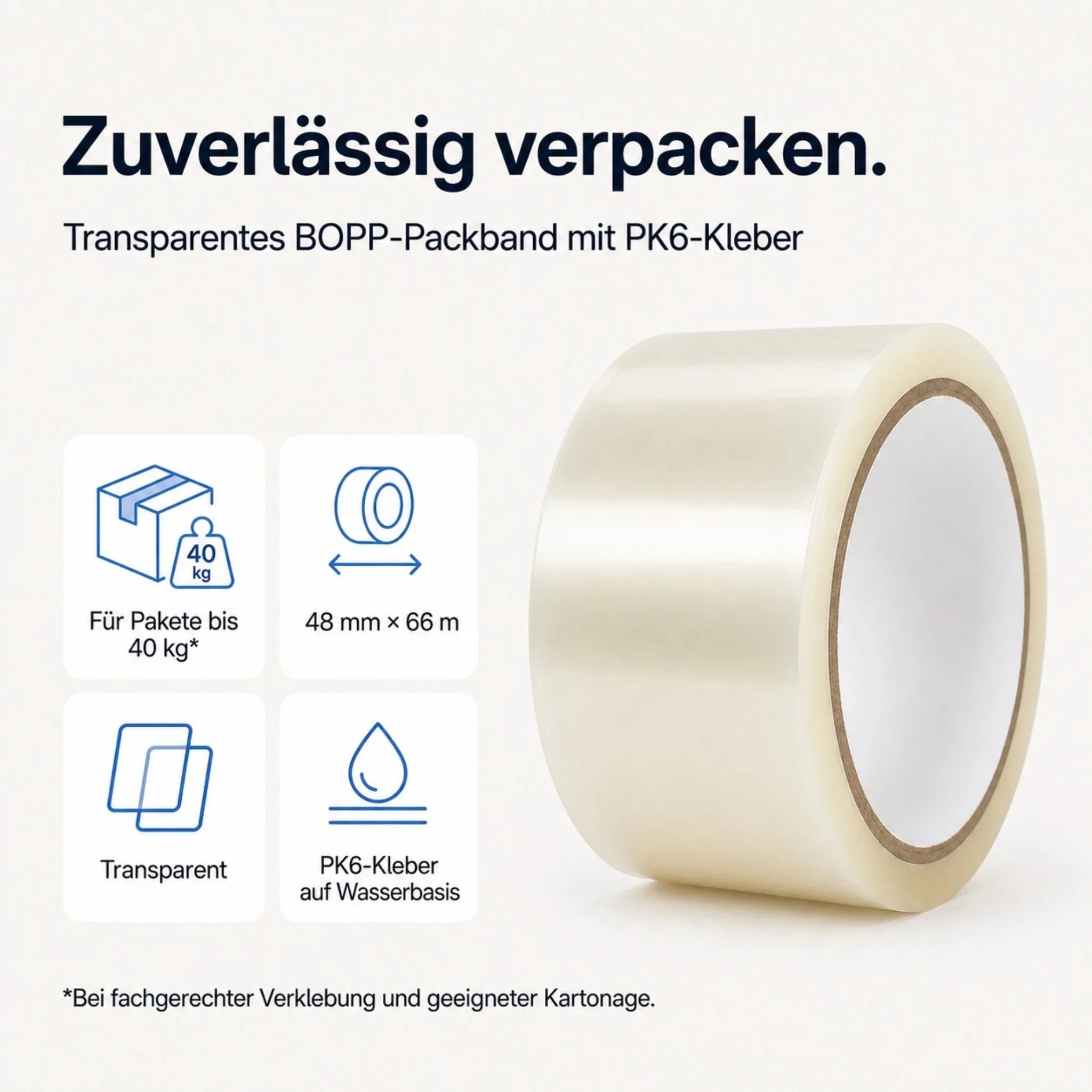 Paketklebeband Transparent 48 mm x 66 m – BOPP Paketband