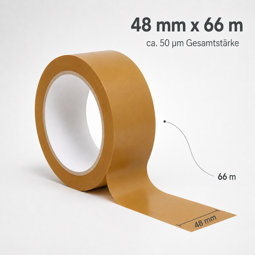 Braunes Klebeband - Leise abrollend - 48mm x 66m - ca. 50µm