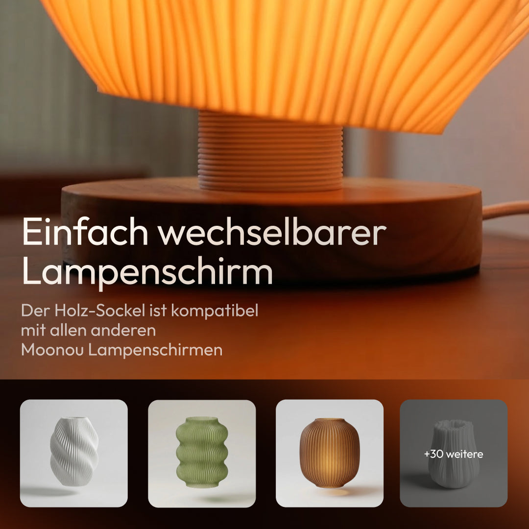 Numo wechselbarer Lampenschirm am Holzsockel, mehrere Farben