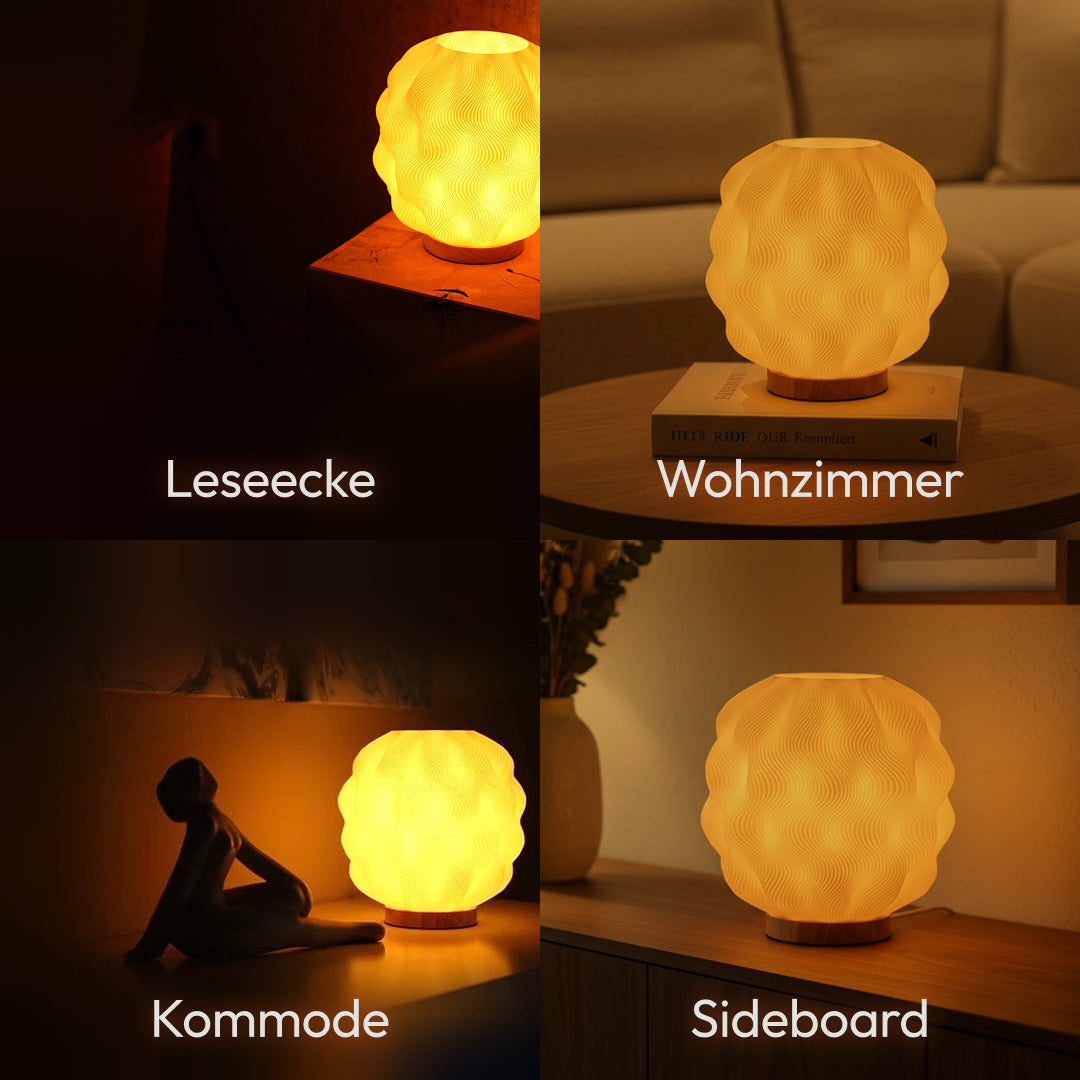 Numo Tischlampe mit orangefarbenem 3D-Schirm für Wohnzimmer, warmes Licht
