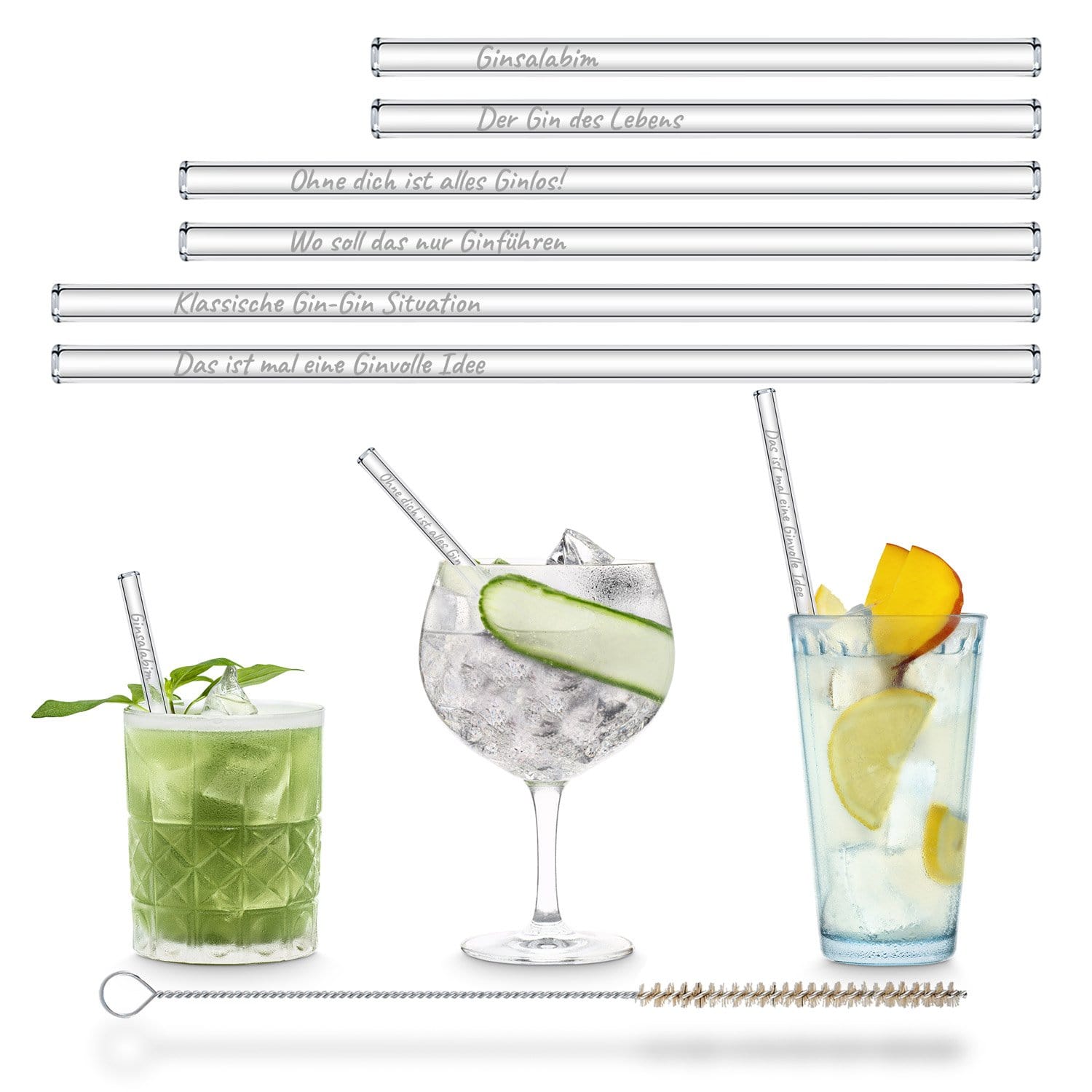 Der Gin des Lebens Edition gravierte mit 6 lustigen Gin Tonic Sprüchen