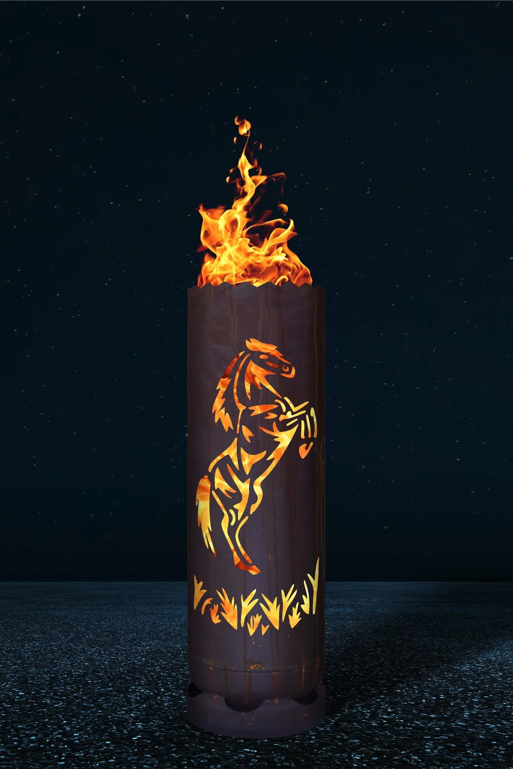 Feuertonne Pferd steigend - feuertonnen.org