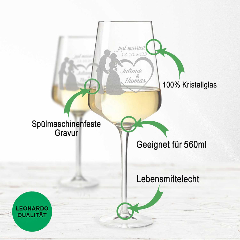 Leonardo Weingläser mit Gravur im "Hochzeitspaar" Design als Set
