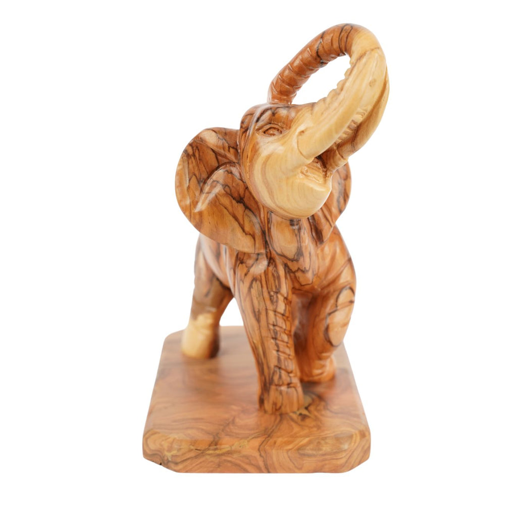 Handgeschnitzter Elefant aus Olivenholz – Exklusive Holzskulptur aus Bethlehem (20 cm)