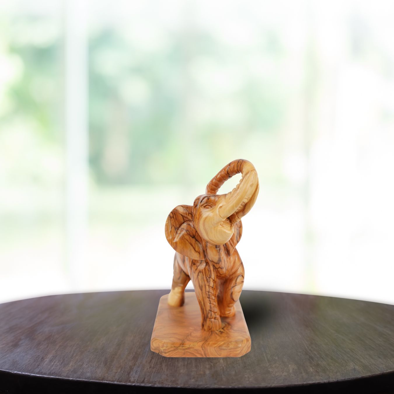 Handgeschnitzter Elefant aus Olivenholz – Exklusive Holzskulptur aus Bethlehem (20 cm)