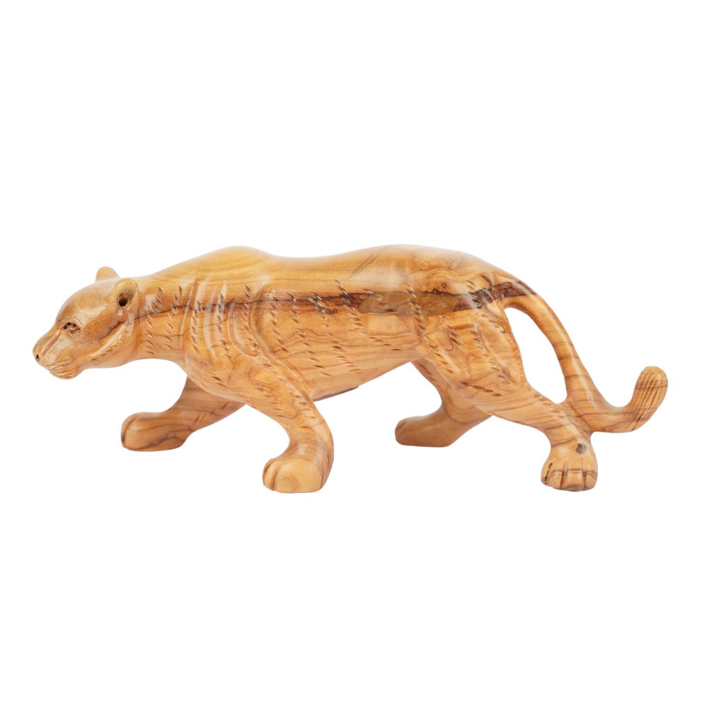 Handgeschnitzter Puma aus Olivenholz (klein) – Kunstvolle Holzskulptur aus Bethlehem (7x20 cm)