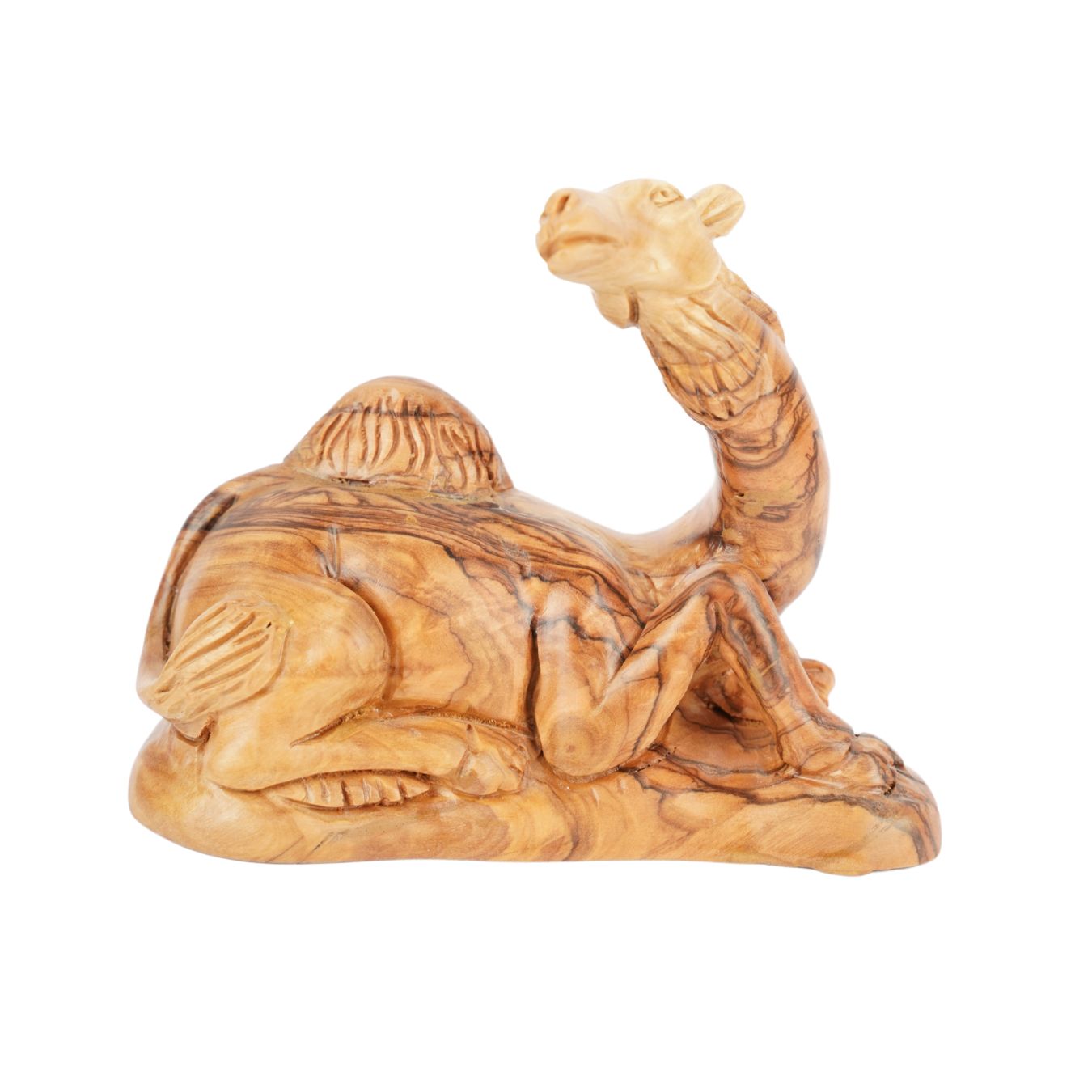 Handgeschnitztes Dromedar aus Olivenholz – Kunstvolle Krippenfigur aus Bethlehem (11,5 cm)