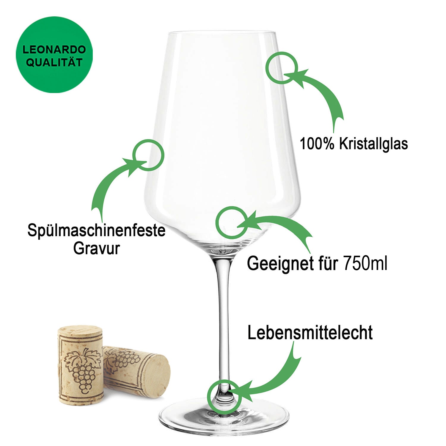 Leonardo Puccini Weingläser 750 ml im Adlige Verzierung Design mit Namen