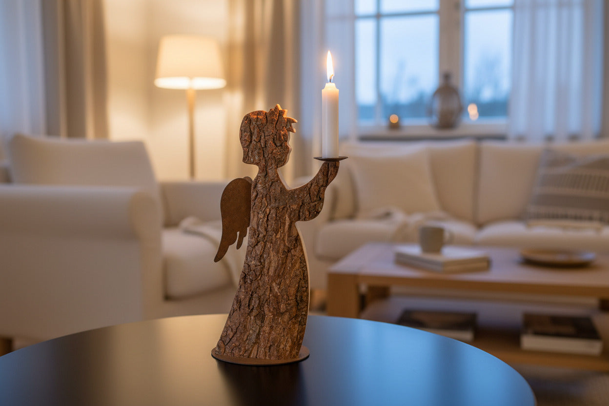 Thankgoods Bark Angel with Candle (Size 29 cm)