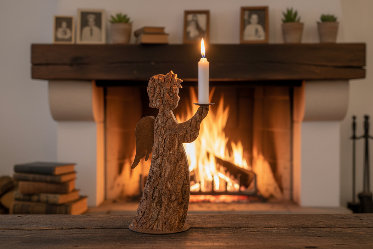 Thankgoods Bark Angel with Candle (Size 29 cm)