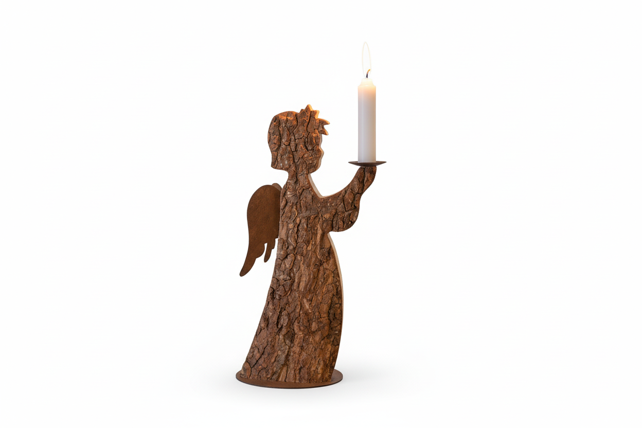 Thankgoods Bark Angel with Candle (Size 29 cm)