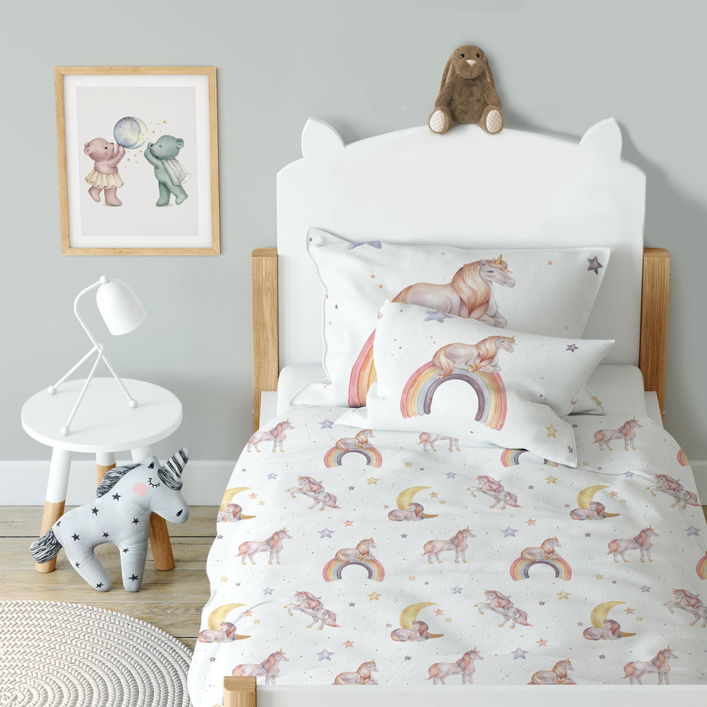 "Regenbogen Einhorn" Premium Kinderbettwäsche
