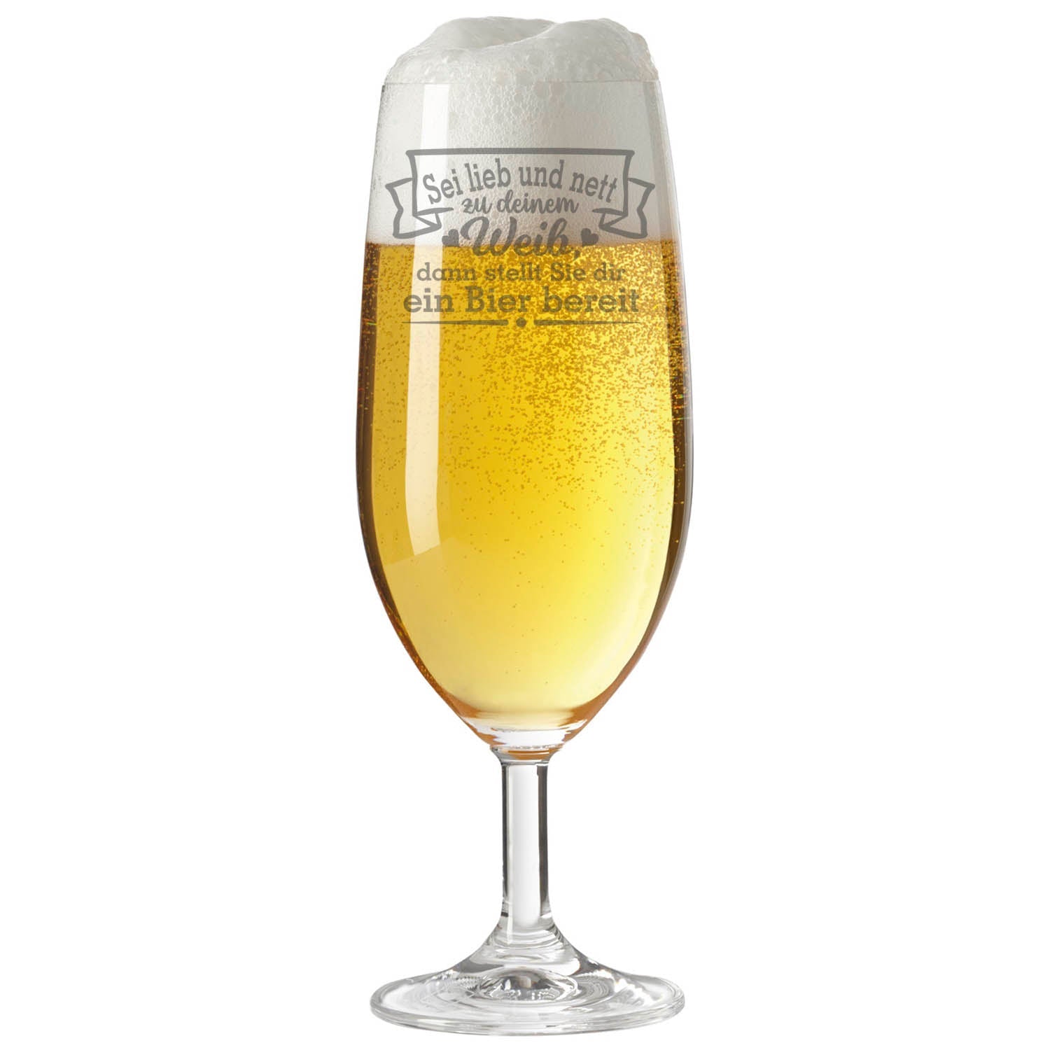 Leonardo Bierglas mit Gravur "Sei lieb und nett zu deinem Weib"