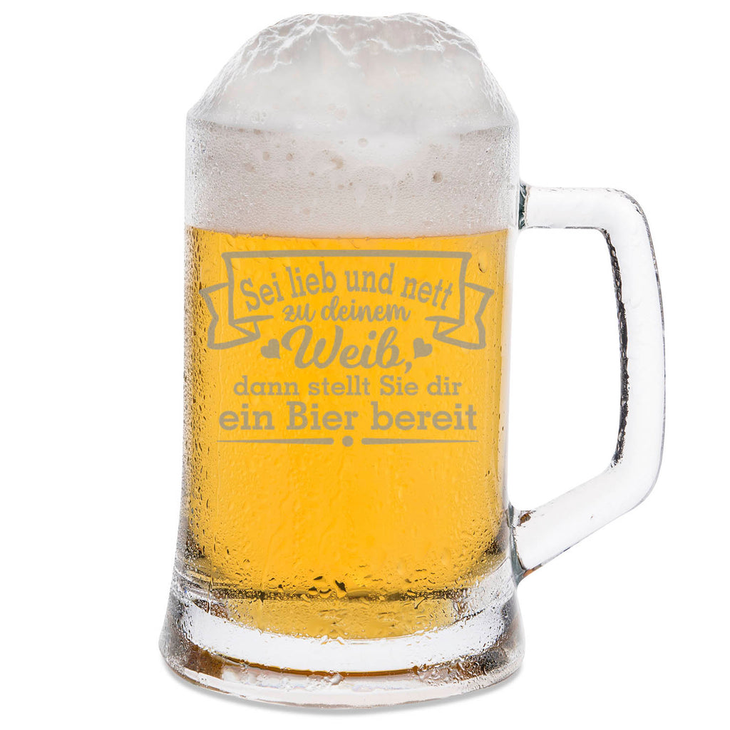 Montana Bierkrug mit Gravur "Sei lieb und nett zu deinem Weib"
