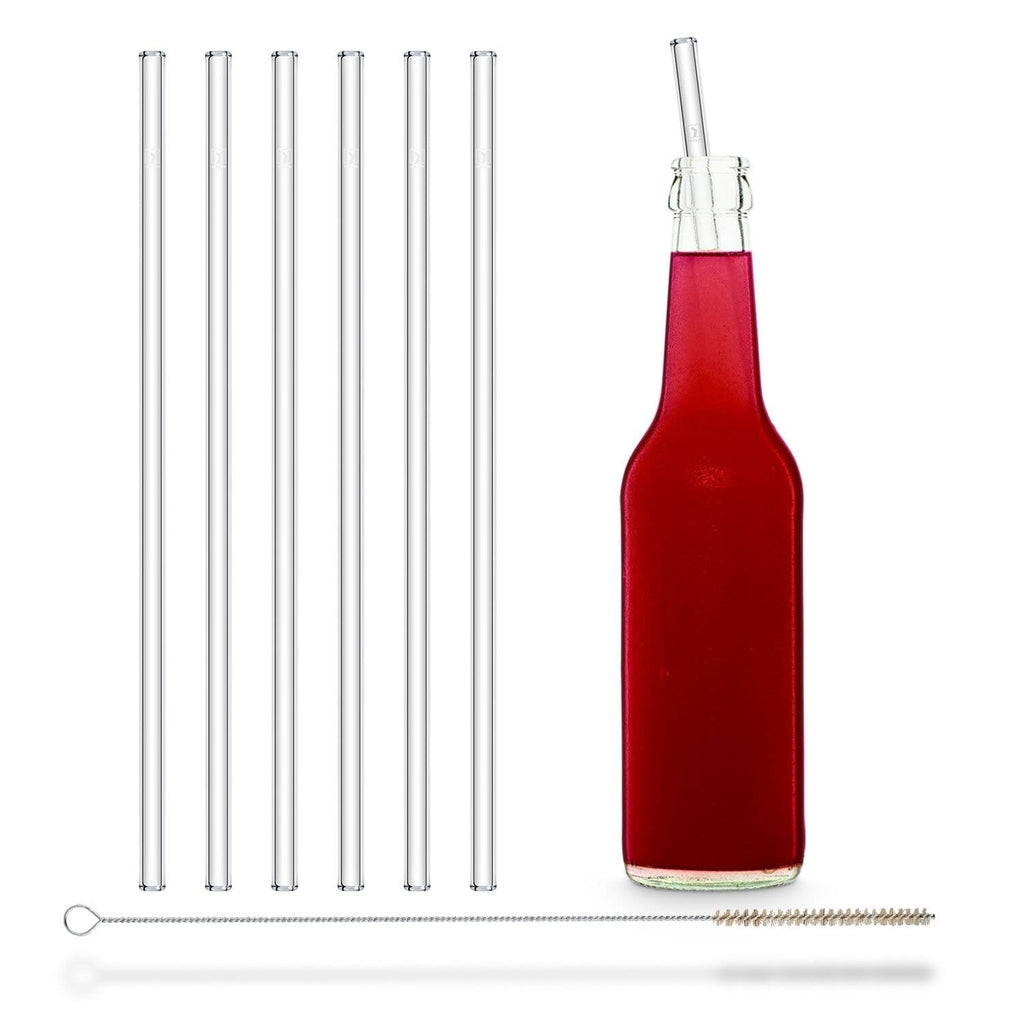 6x 27cm Glasstrohhalme für Kukki Cocktail Flaschen und Karaffe