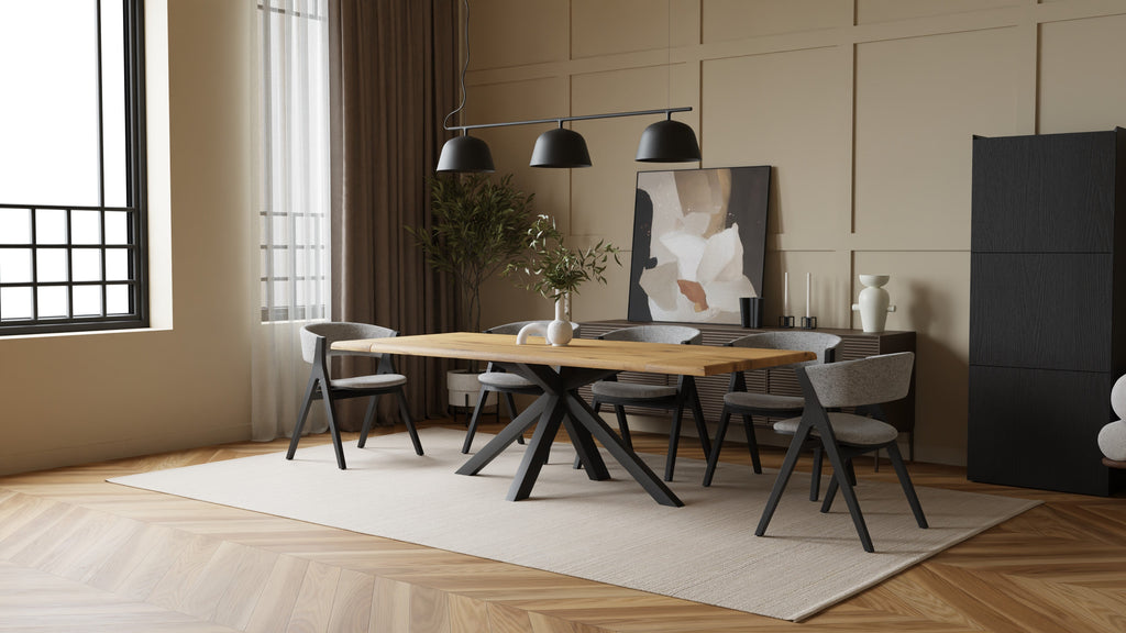 Dining table with extension leaves – solid oak, extendable to 240 cm