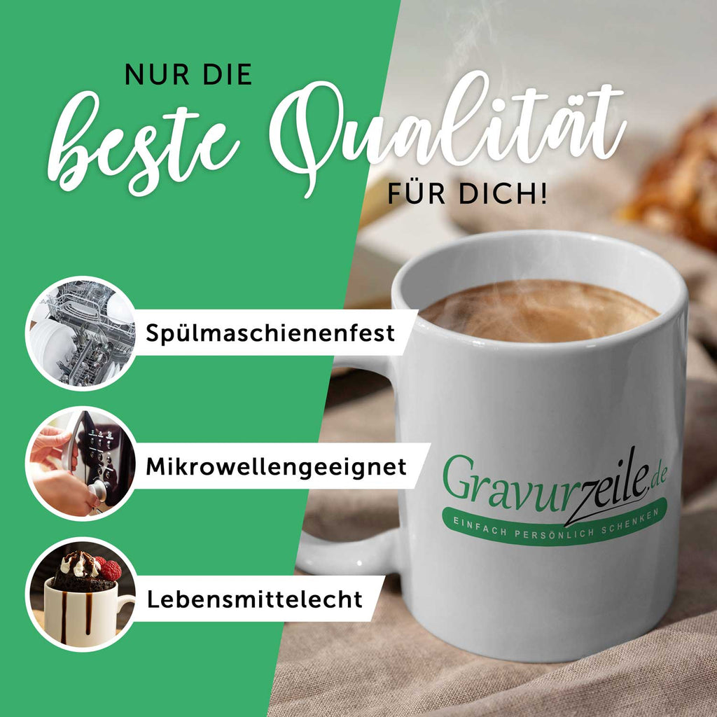 Bedruckte Tasse mit Weihnachtsmotiv im Weihnachtsbäume Design