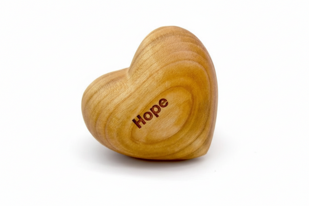 Thankgoods Wooden Heart Hope as a gift for hope to pass on. A heartfelt gift!