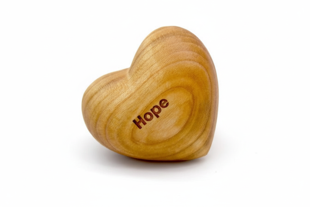 Thankgoods Wooden Heart Hope as a gift for hope to pass on. A heartfelt gift!
