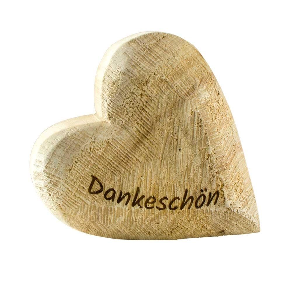 Thankgoods Decorative Wooden Heart made of Solid Natural-Colored Poplar Wood with "Dankeschön" Lettering