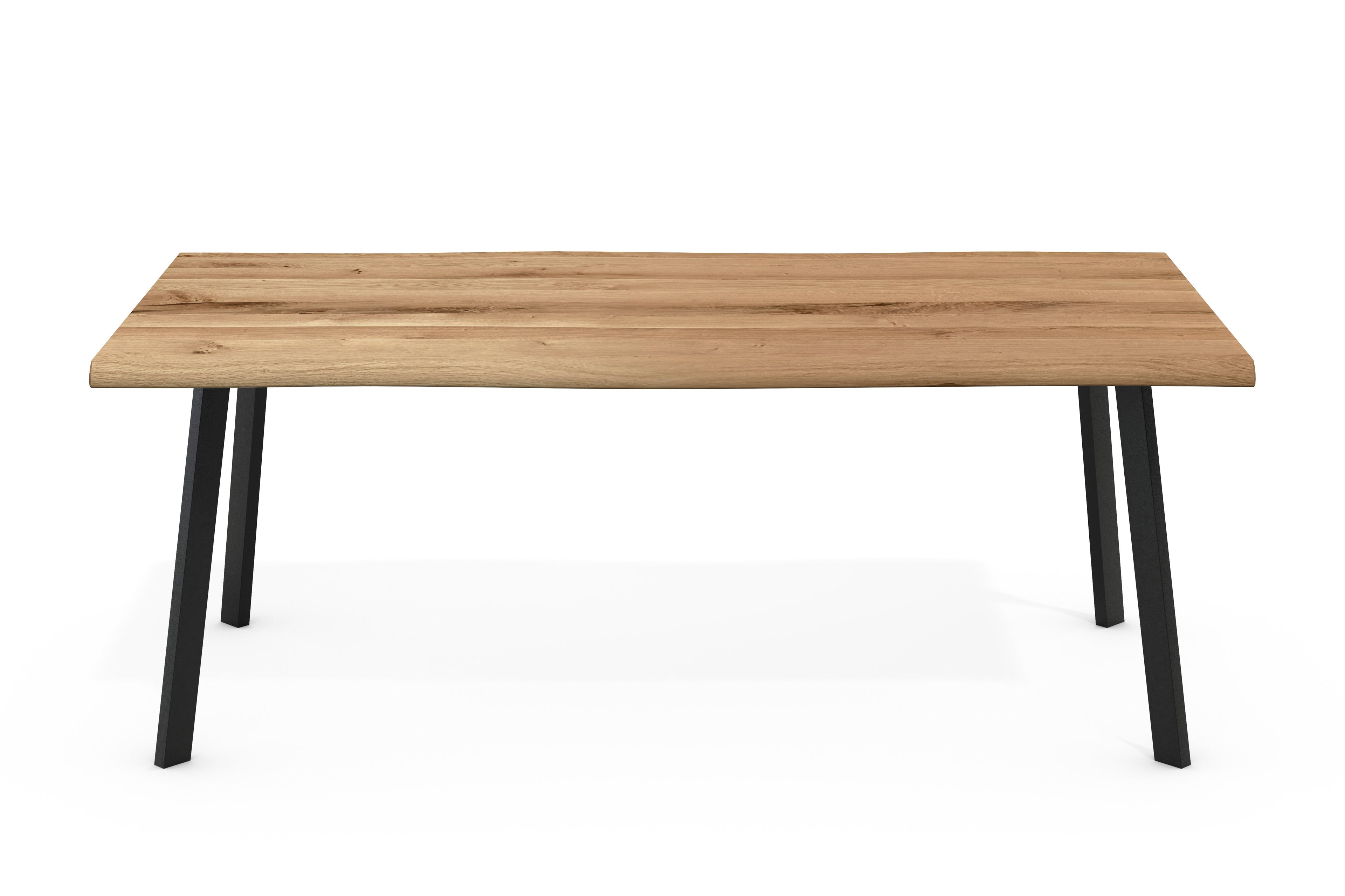 Dining Table Lukas - Solid Oak with Live Edge & 4-Leg Rectangular Tube Frame