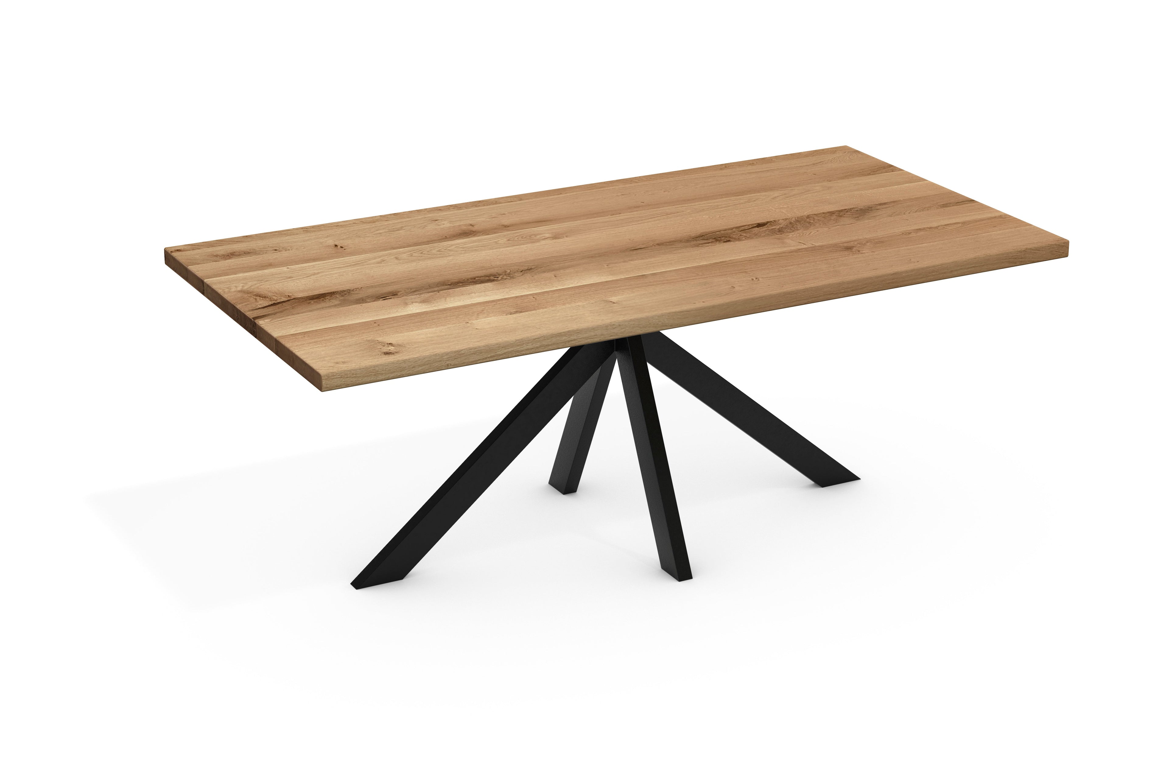 Dining Table Leeds - Solid Oak with Straight Edge & Spider Base