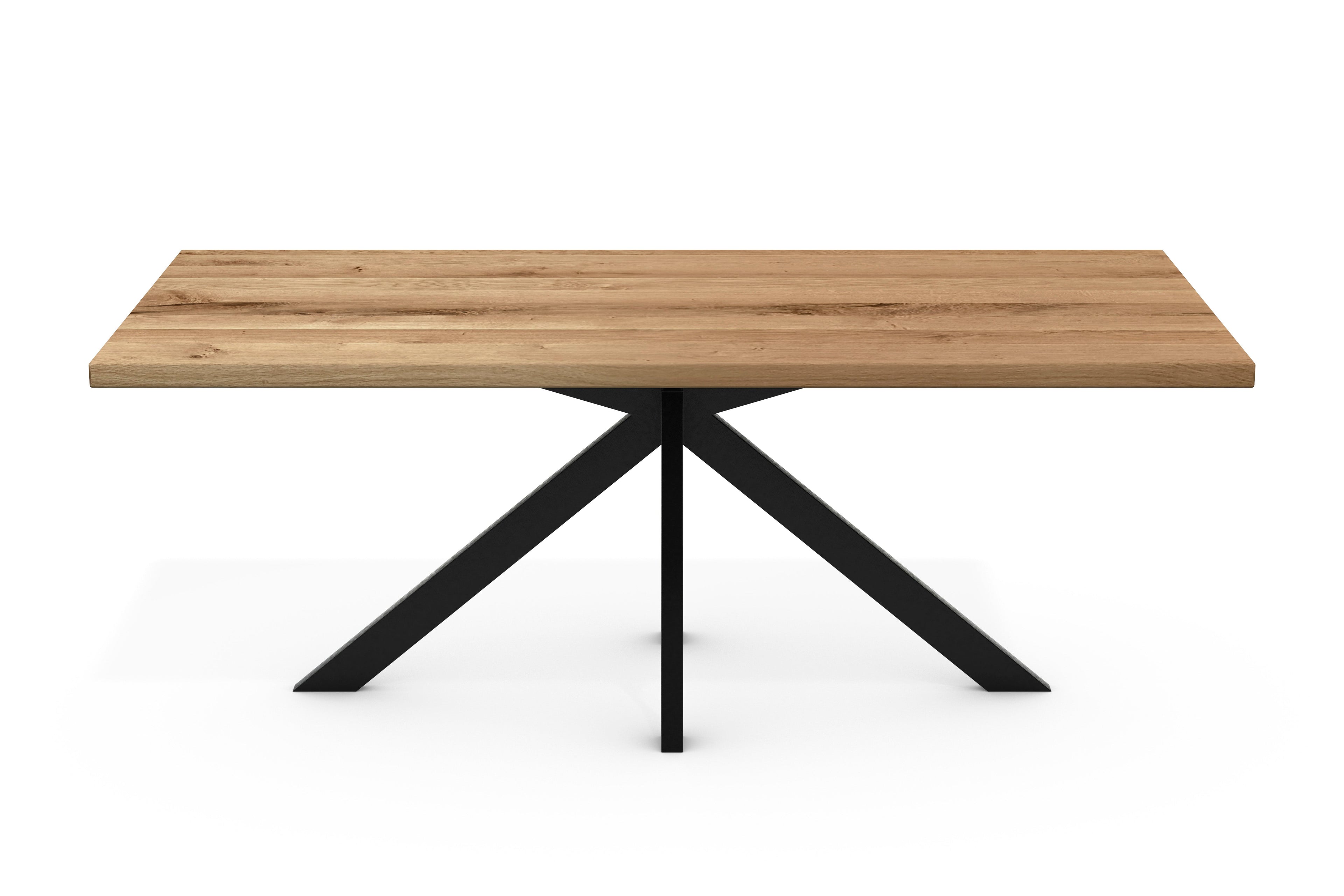 Dining Table Leeds - Solid Oak with Straight Edge & Spider Base