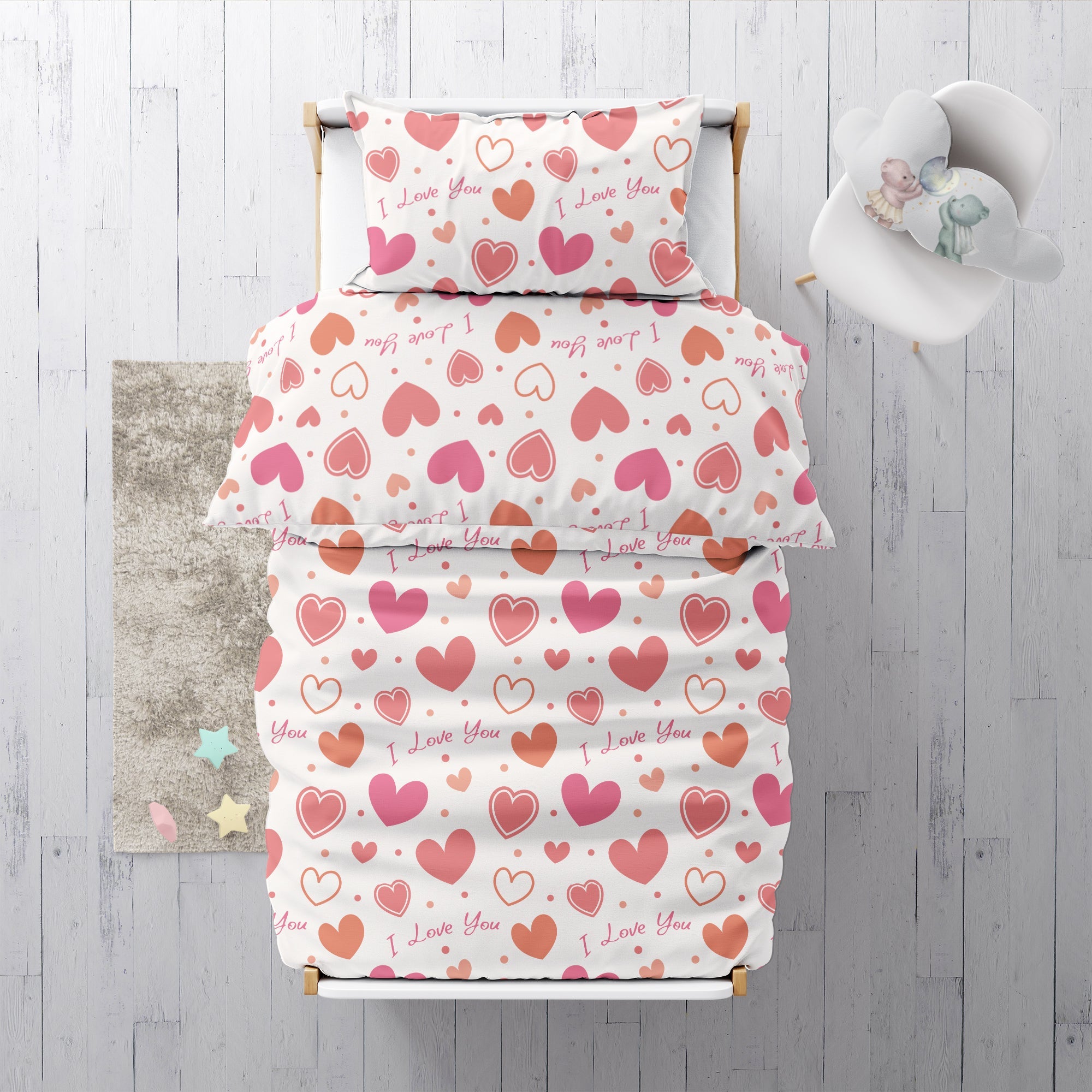 "I love you" Premium Kinderbettwäsche