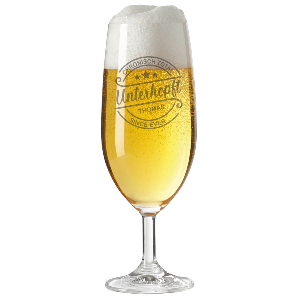 Leonardo Bierglas mit Gravur "Unterhopft" mit Namen
