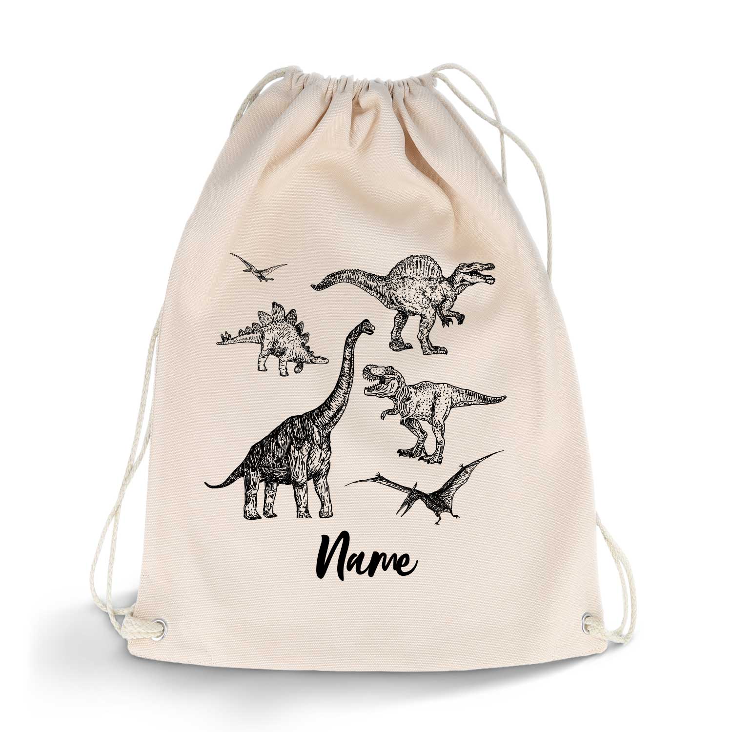 Bedruckter Turnbeutel für Kinder im Dinosaurier Skizzen Design