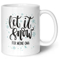 Bedruckte Tasse mit Weihnachtsmotiv im Let it Snow Design