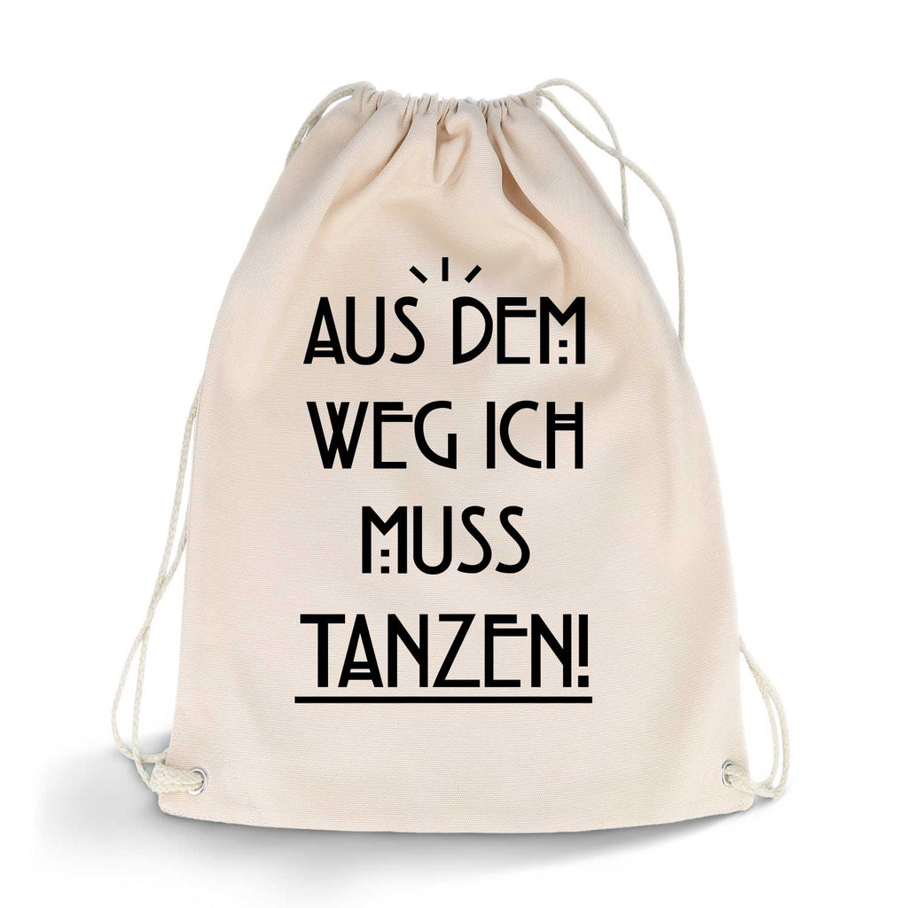 Bedruckter Turnbeutel mit Spruch Ich muss tanzen
