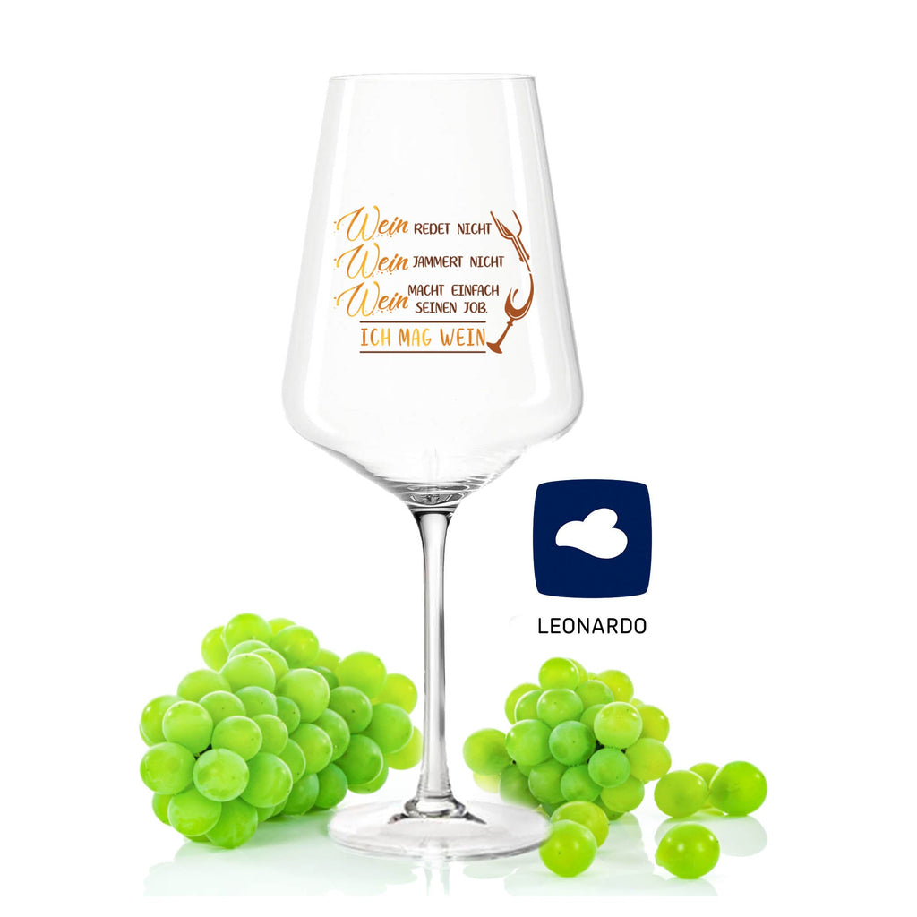 Leonardo Weinglas mit UV-Druck "Wein redet nicht, Wein jammert nicht"