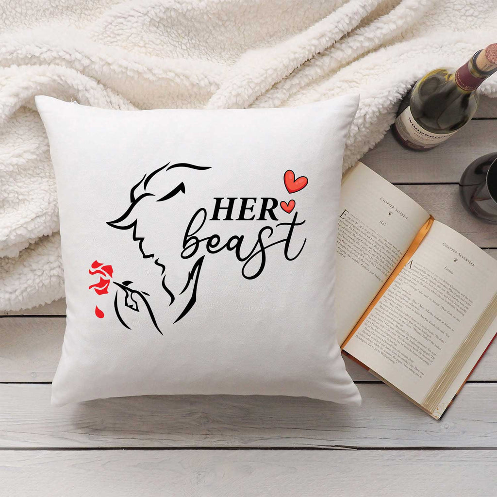 Bedrucktes Kissen mit Spruch Beauty & Beast im Set