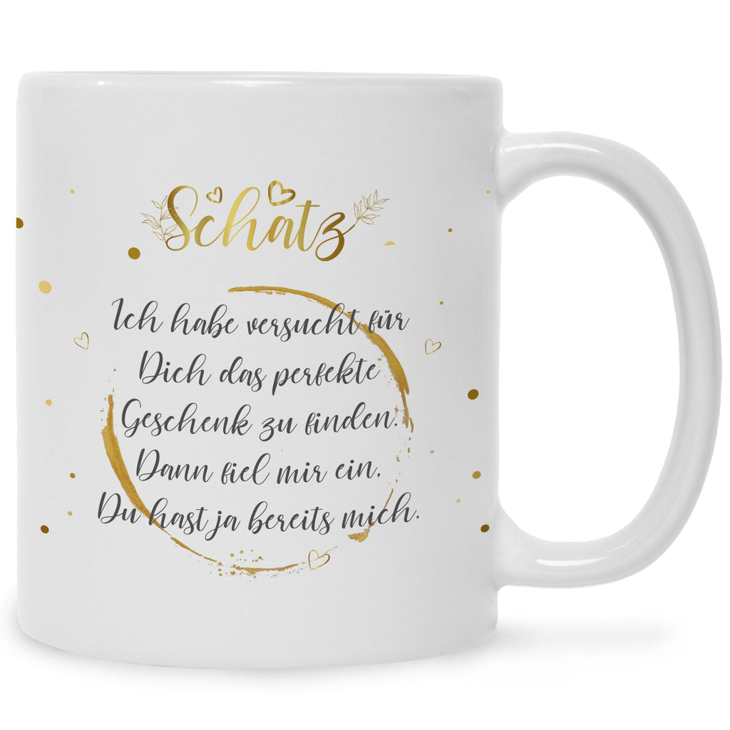 Bedruckte Tasse Schatz Ich habe versucht