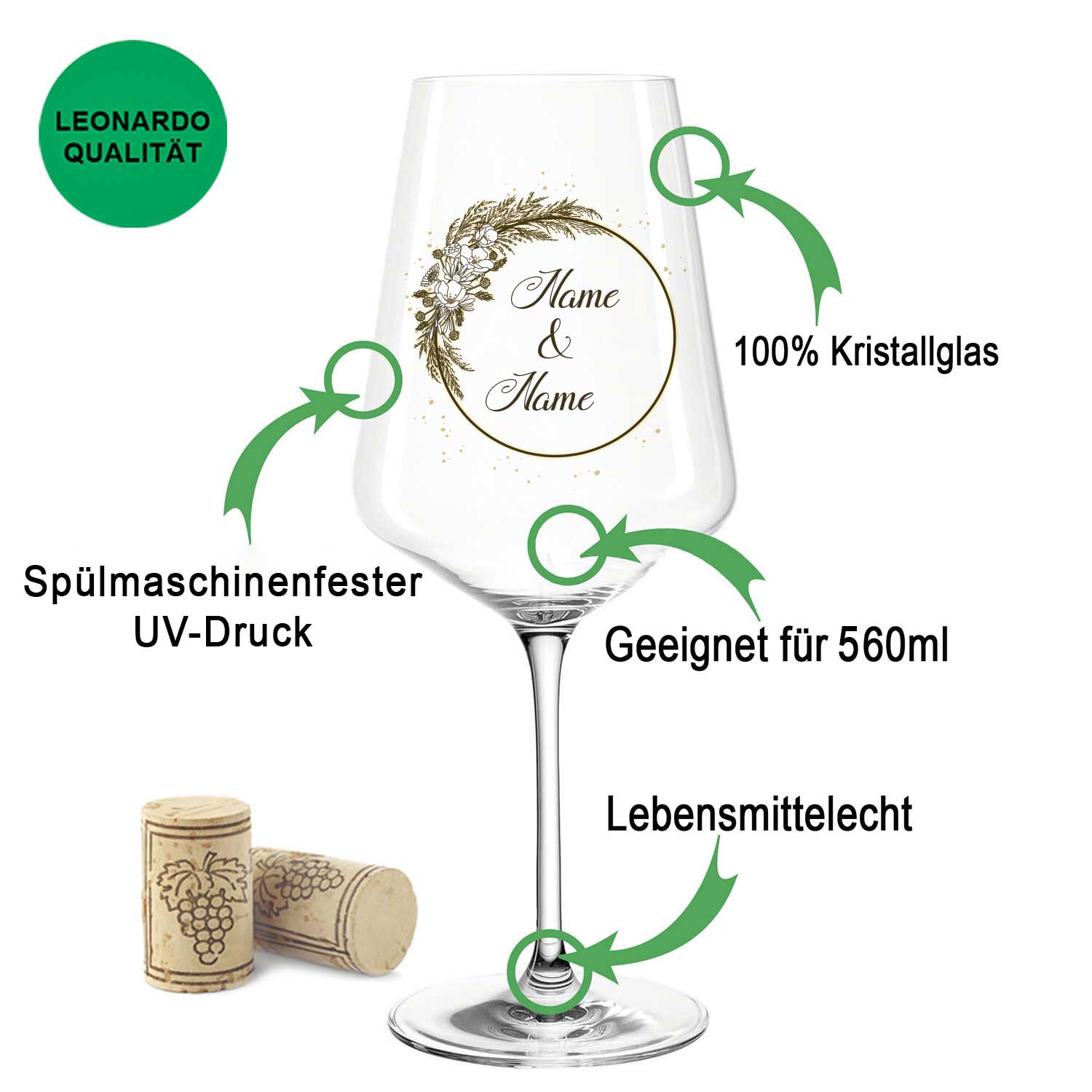 Leonardo Puccini Weingläser mit UV-Druck "Pampasgras" Design im Set