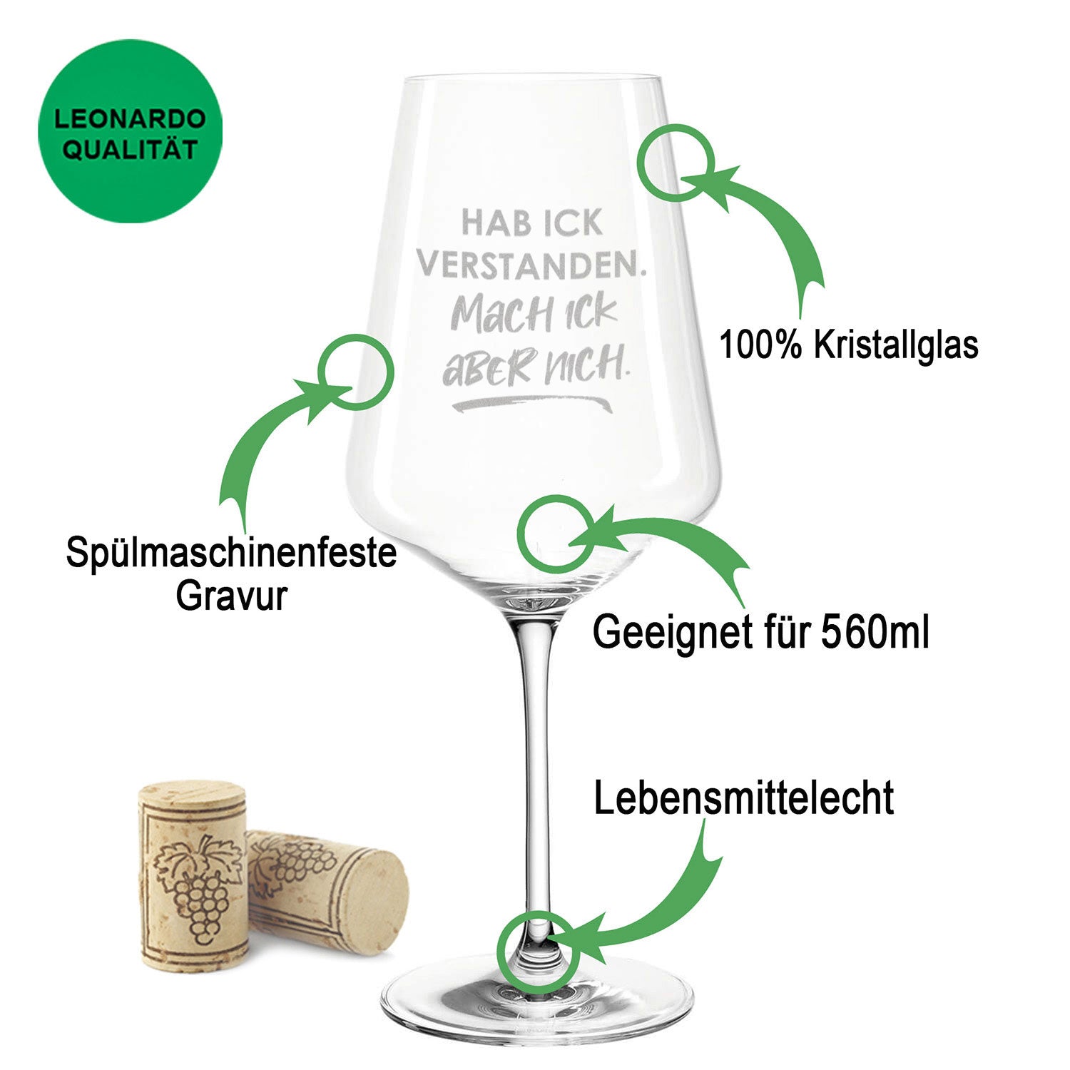 Leonardo Weinglas mit Gravur "Hab ick verstanden"