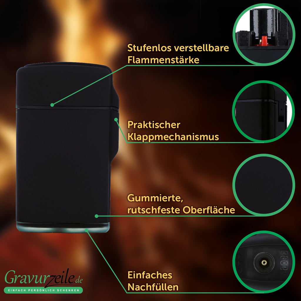 Elektrisches Feuerzeug mit Initialen - Jet Flamme - Nachfüllbar - Monogram Design