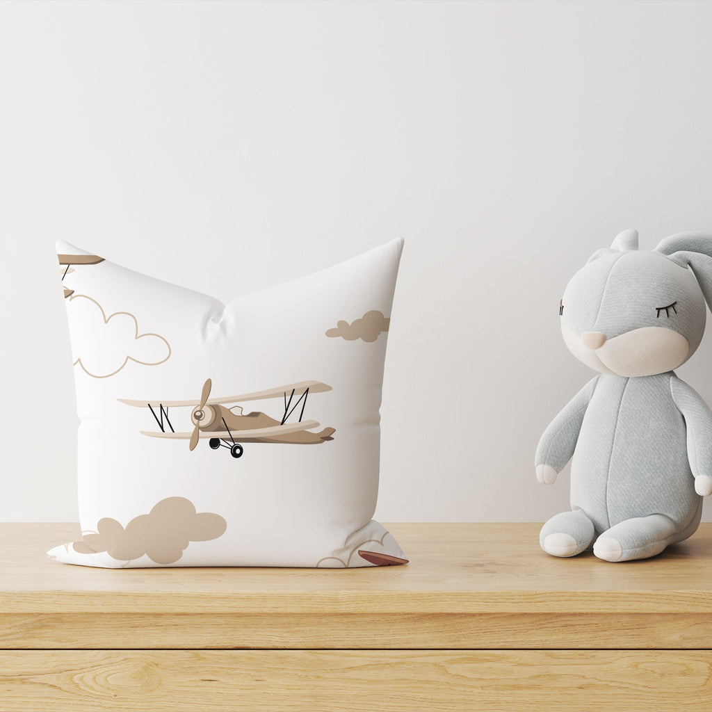 "Flugzeuge und Wolken" Premium Kinder Dekokissen